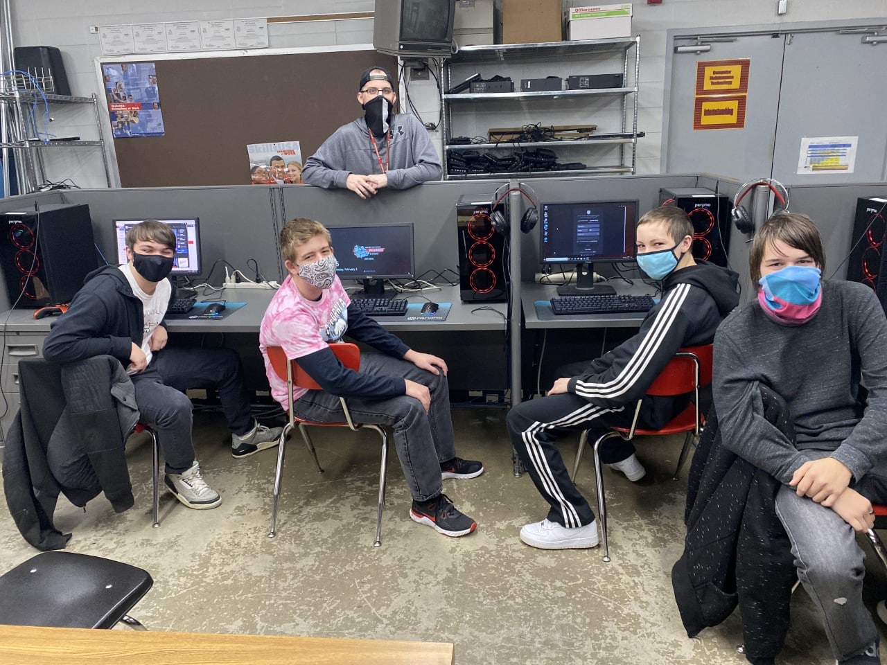 Holmes Esports team and coach Hagedorn