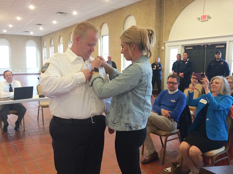 New firefighter recieves badge