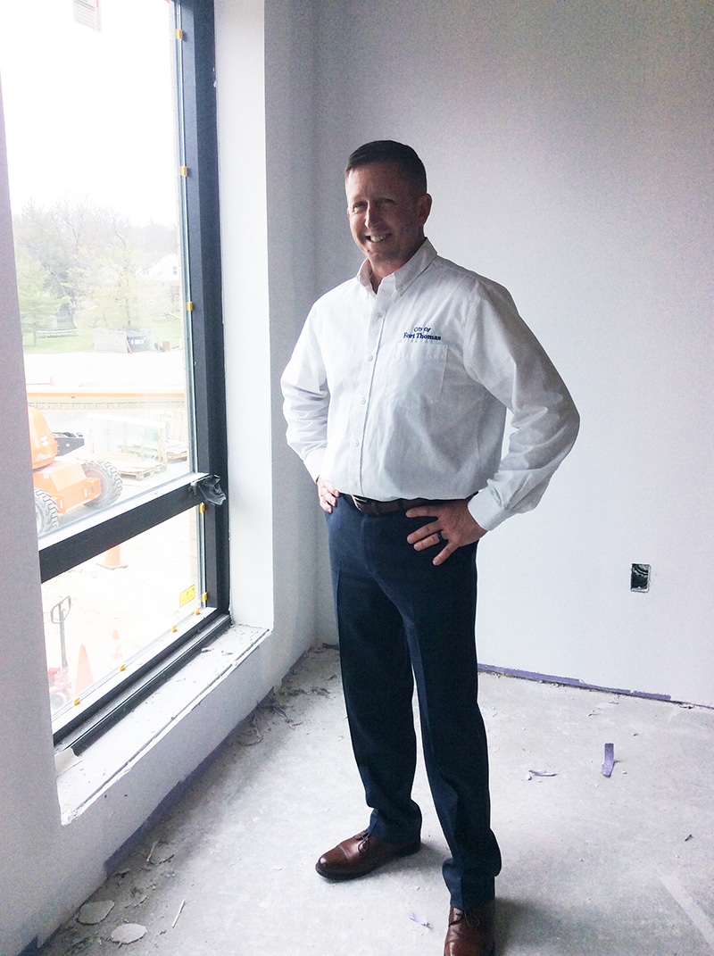 Fort Thomas Fire Chief Chris Ammons stands in his new office.