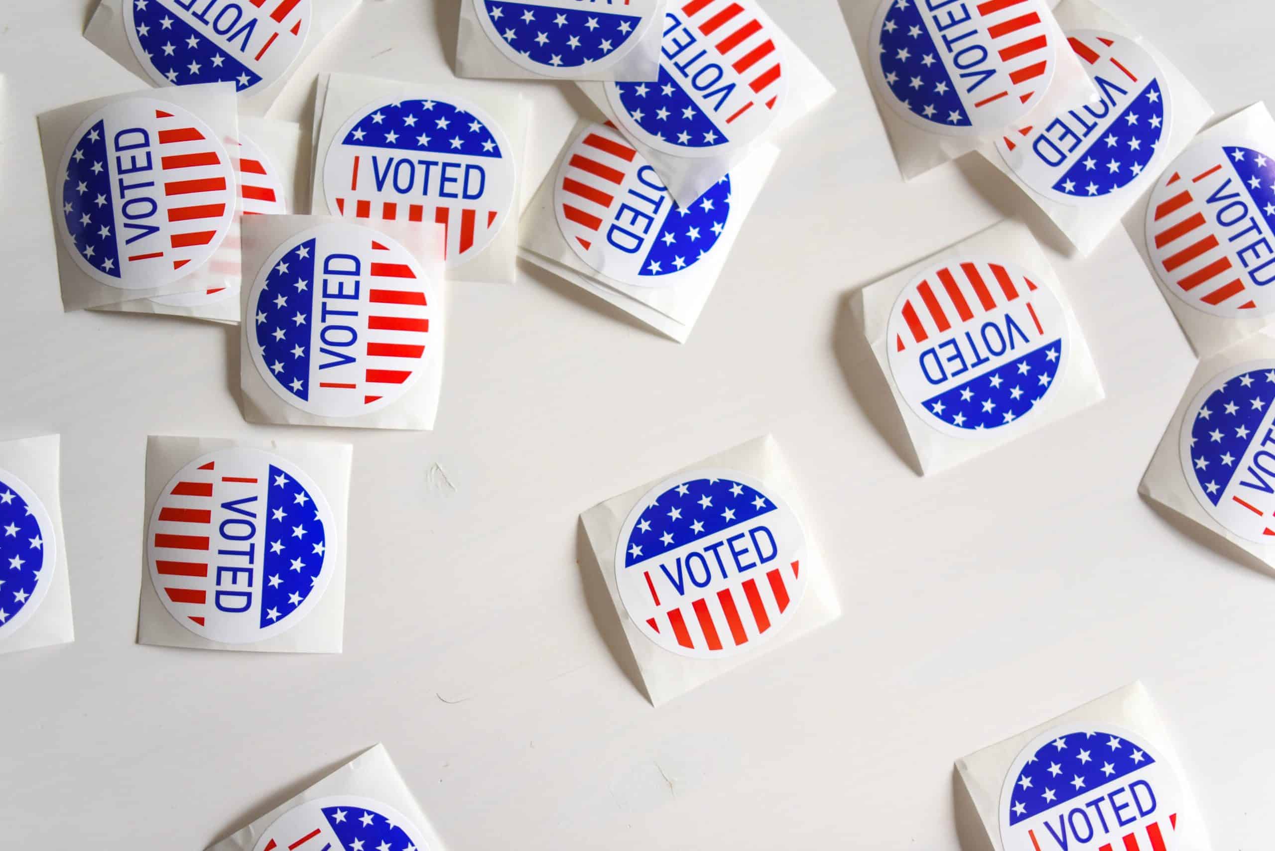 I voted stickers on a gray background